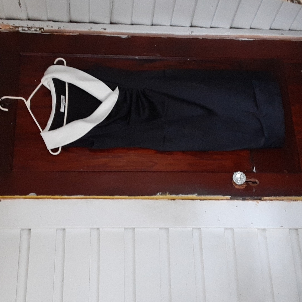 Evan Picone Sz 8 Tuxedo Style Sleeveless Dress Bl… - image 1